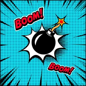 Comic style bomb illustration. Design element for poster, banner, flyer. Vect Stock Illustration