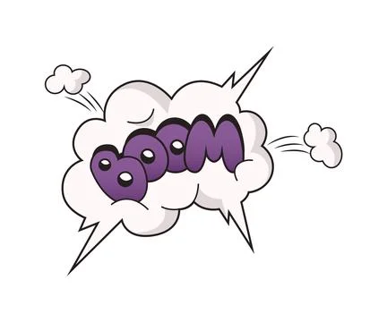 Comic Style Boom Text with Explosive Cloud Design Stock Illustration