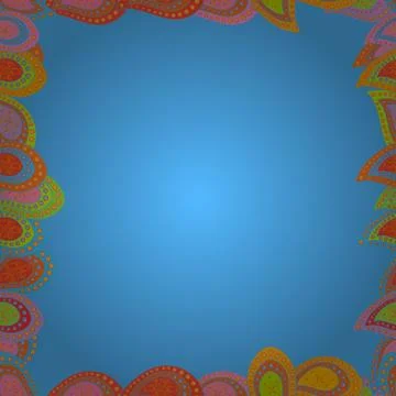 Comic style doodle frame consists of orange, blue and yellow border. Seamless. V Stockillustratie