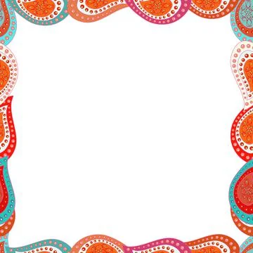 Comic style doodle frame consists of white, orange and neutral border. Vector il Stock Illustration