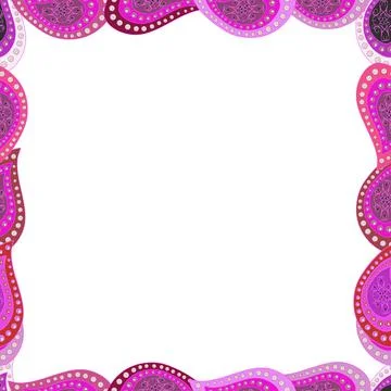 Comic style doodle frame consists of white, pink and violet border. Seamless. Ve Stock Illustration