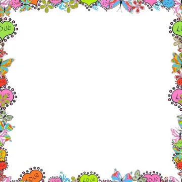 Comic style doodle frame consists of black, white and pink border. Vector illust Stock Illustration