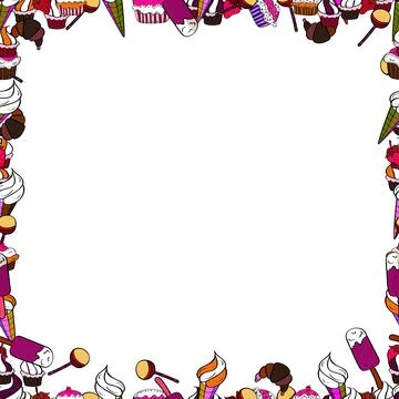 Comic style doodle frame consists of black, white and brown border. Vector illus Stock Illustration