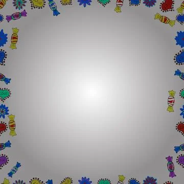Comic style doodle frame consists of blue, white and yellow border. Seamless pat Stock Illustration