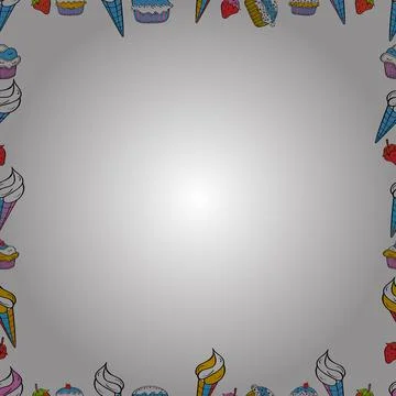 Comic style doodle frame consists of black, blue and white border. Vector. Seaml Illustrazione stock