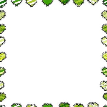 Comic style doodle frame consists of black, green and white border. Vector illus Stock Illustration