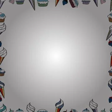 Comic style doodle frame consists of black, white and neutral border. Seamless. Stock Illustration