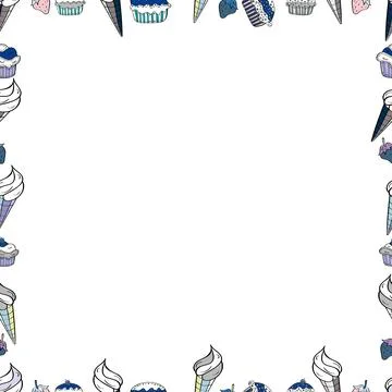 Comic style doodle frame consists of black, neutral and white border. Vector ill Stock Illustration