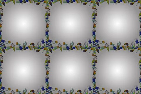 Comic style doodle frame consists of blue, white and black border. Seamless patt Stock Illustration