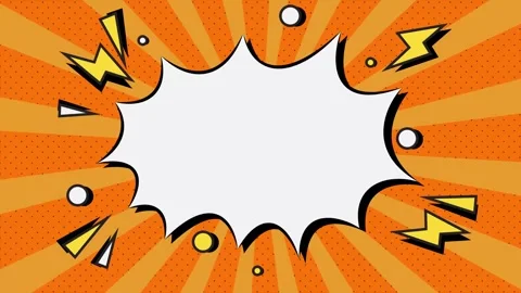 Comic-style with dynamic and colorful explosive on orange background details Stock Footage 293263840