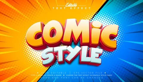 Comic Style Editable Text Effect Design Illustrator Graphic Style with Custom Illustrazione stock