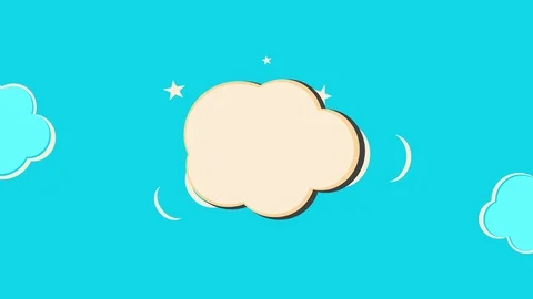 Comic style end Credits waving cloud clip on aqua grungy fabric Stock Footage 104130375