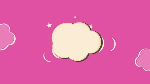 Comic style end Credits waving cloud clip on pink grungy fabric Stock Footage 104132534