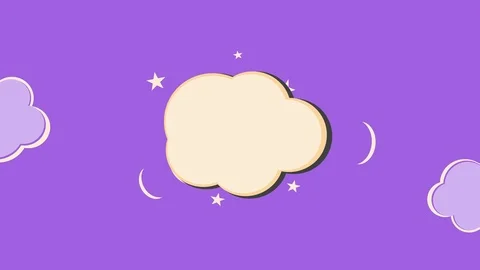 Comic style end Credits waving cloud clip on lavender grungy fabric Stock Footage 104140021