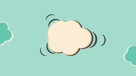 Comic style end Credits waving cloud clip on aqua teal grungy fabric Stock Footage 104143893