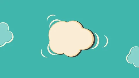 Comic style end Credits waving cloud clip on teal grungy fabric Stock Footage 104145068