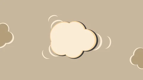 Comic style end Credits waving cloud clip on tan grungy fabric Stock Footage 104147209