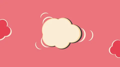 Comic style end Credits waving cloud clip on light red grungy fabric Stock Footage 104151238