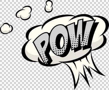 Comic-style explosion bubble is popping on transparent backdrop, with halftone Illustrazione stock