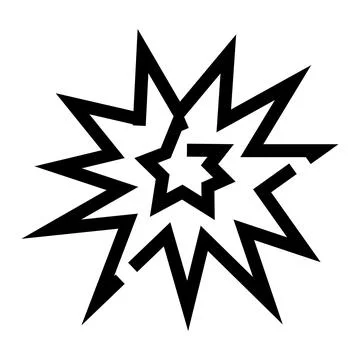 Comic style explosion burst graphic on white background Illustrazione stock