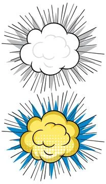 Comic Style Explosion Clouds Vector Illustration Illustrazione stock