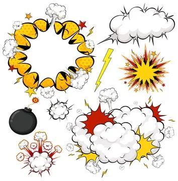 Comic Style Explosions and Smoke Vector Elements Illustrazione stock