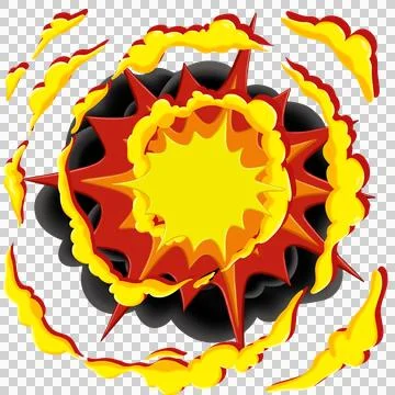Comic Style explotion smoke fire cartoon illustration Stock Illustration