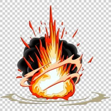 Comic Style explotion smoke fire cartoon illustration Stock Illustration