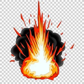 Comic Style explotion smoke fire cartoon illustration Stock Illustration