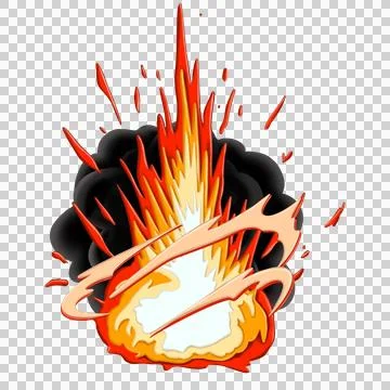 Comic Style explotion smoke fire cartoon illustration Stock Illustration