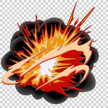 Comic Style explotion smoke fire cartoon illustration Stock Illustration