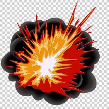 Comic Style explotion smoke fire cartoon illustration Stock Illustration