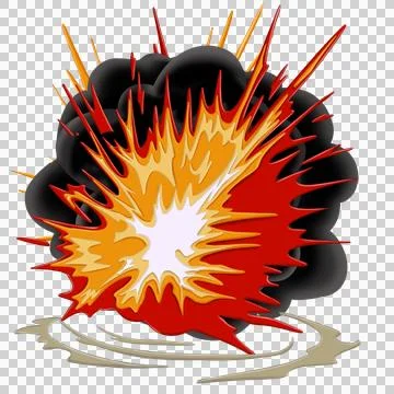 Comic Style explotion smoke fire cartoon illustration Stock Illustration