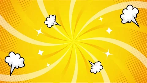 Comic style with featuring vibrant explosive elements on yellow background Stock Footage 293040880