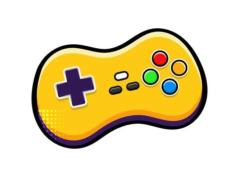 Comic Style Gaming Gamepad Vector Illustration Isolated on White Stock Illustration