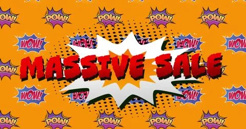 Comic-style graphic showcasing Massive Sale with vibrant pop art elements Stock Illustration