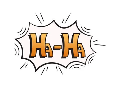 Comic Style Haha Text in Speech Bubble Stock Illustration
