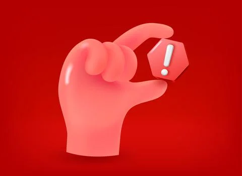 Comic style human hand with stop sign. 3d vector illustration Stock-Illustration