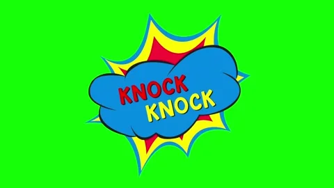 Comic style knock knock bubble animation with red lips on green screen Stock Footage 314392585