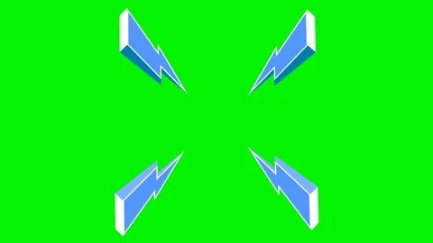 Comic Style Lightning Bolts Animation on Green Screen Stock Footage 340830964