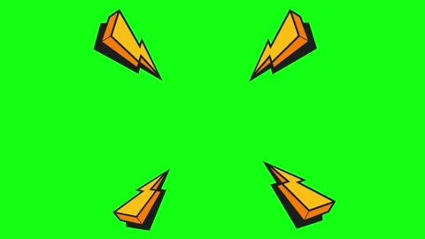 Comic Style Lightning Bolts On Green Screen Background Stock Footage 340844506
