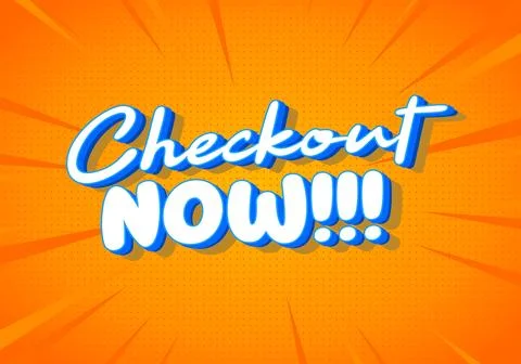 Comic style orange burst background with bold 3d lettering reading checkout.. Stock Illustration