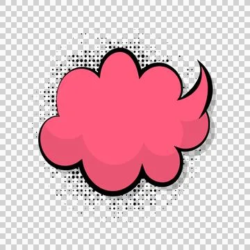 Comic style pink explosion cloud with black outline and halftone dots on wh.. Stock Illustration