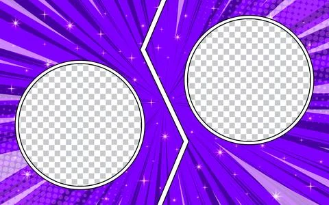 Comic style pop art battle with halftones, rays, and clouds. Retro style ca.. Stock Illustration