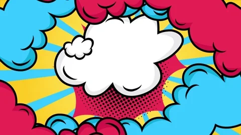 Comic style pop art with speech bubble effects seamless 4k video background Stock Footage 293038424