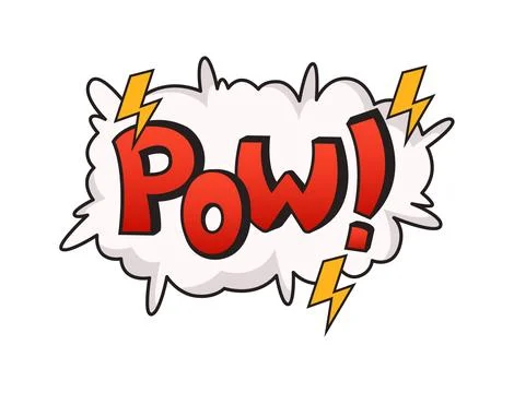 Comic Style Pow Text with Lightning Bolts Stock Illustration
