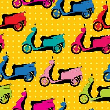 Comic style scooter pattern Comic style drawing of a scooter seamless patt... Stock Photos
