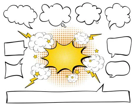 Comic Style Speech and Thought Bubbles Stock Illustration
