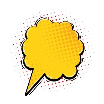 Comic-style speech bubble with halftone dot pattern design Illustrazione stock