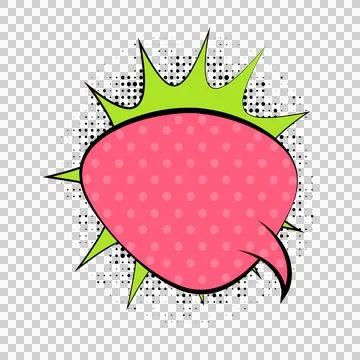 Comic style speech bubble with pink and green colors and white dots on a wh.. Stock Illustration